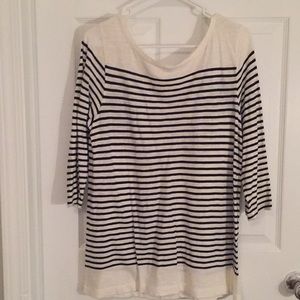 J. Crew Factory Boatneck Navy and White Stripe Tee
